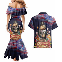 Groundhog Day Gentleman Couples Matching Mermaid Dress and Hawaiian Shirt Same Day Again - Wonder Print Shop