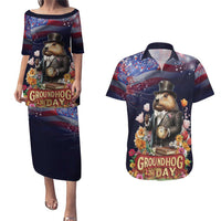 Groundhog Day Gentleman Couples Matching Puletasi and Hawaiian Shirt Same Day Again - Wonder Print Shop