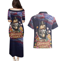 Groundhog Day Gentleman Couples Matching Puletasi and Hawaiian Shirt Same Day Again - Wonder Print Shop