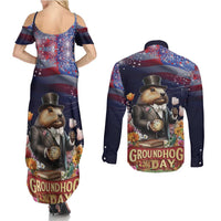 Groundhog Day Gentleman Couples Matching Summer Maxi Dress and Long Sleeve Button Shirt Same Day Again - Wonder Print Shop