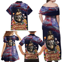 Groundhog Day Gentleman Family Matching Off Shoulder Maxi Dress and Hawaiian Shirt Same Day Again - Wonder Print Shop