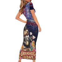 Groundhog Day Gentleman Family Matching Short Sleeve Bodycon Dress and Hawaiian Shirt Same Day Again - Wonder Print Shop