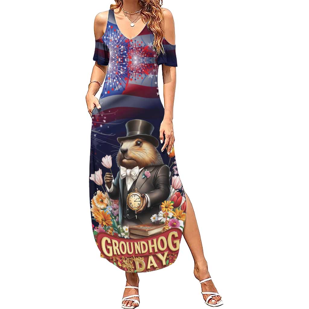 Groundhog Day Gentleman Family Matching Summer Maxi Dress and Hawaiian Shirt Same Day Again - Wonder Print Shop