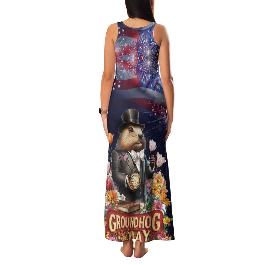 Groundhog Day Gentleman Family Matching Tank Maxi Dress and Hawaiian Shirt Same Day Again - Wonder Print Shop