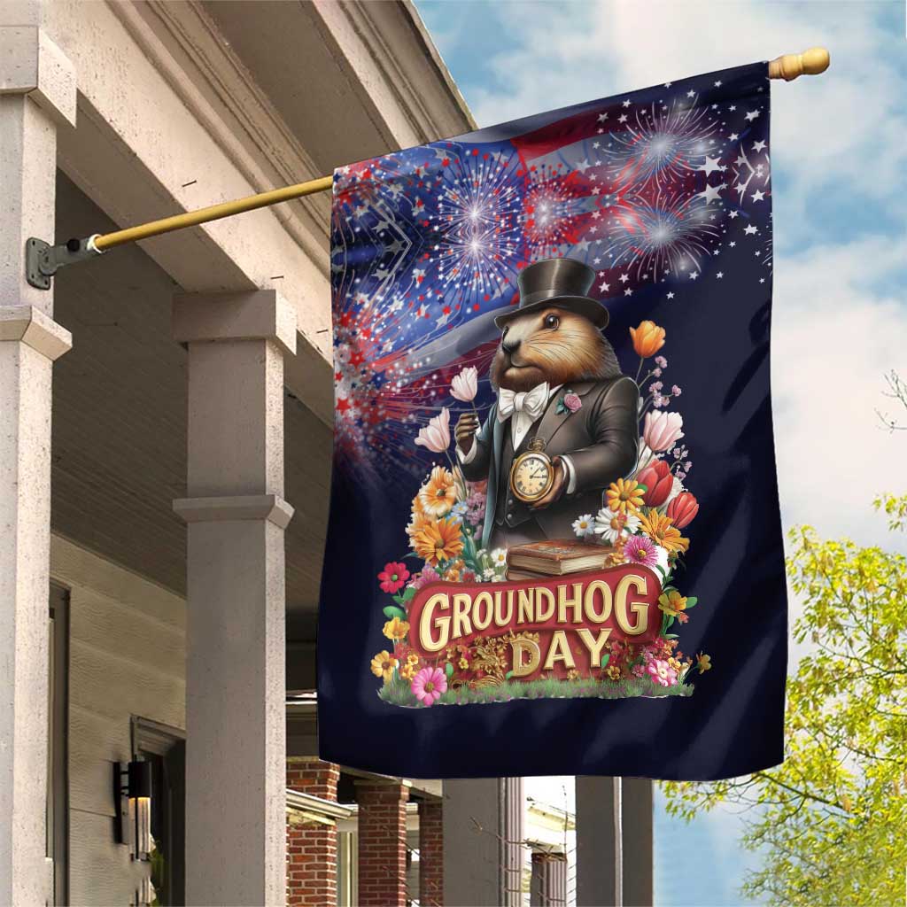 Groundhog Day Gentleman Garden Flag Same Day Again - Wonder Print Shop