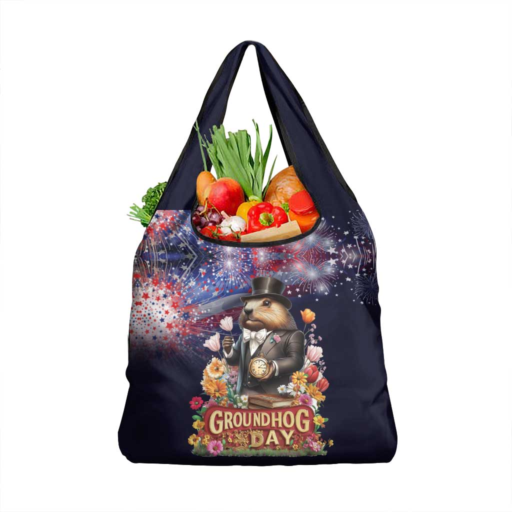Groundhog Day Gentleman Grocery Bag Same Day Again - Wonder Print Shop