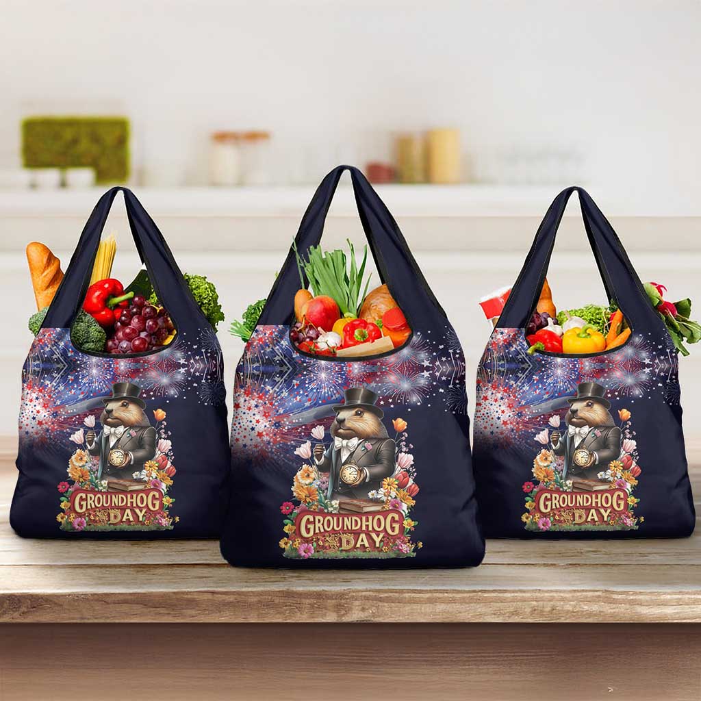 Groundhog Day Gentleman Grocery Bag Same Day Again - Wonder Print Shop