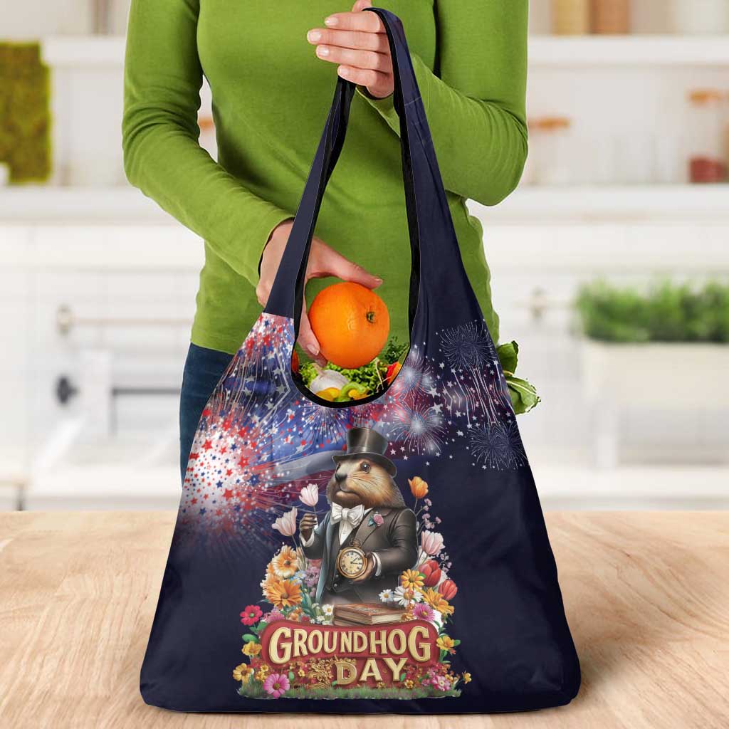 Groundhog Day Gentleman Grocery Bag Same Day Again - Wonder Print Shop