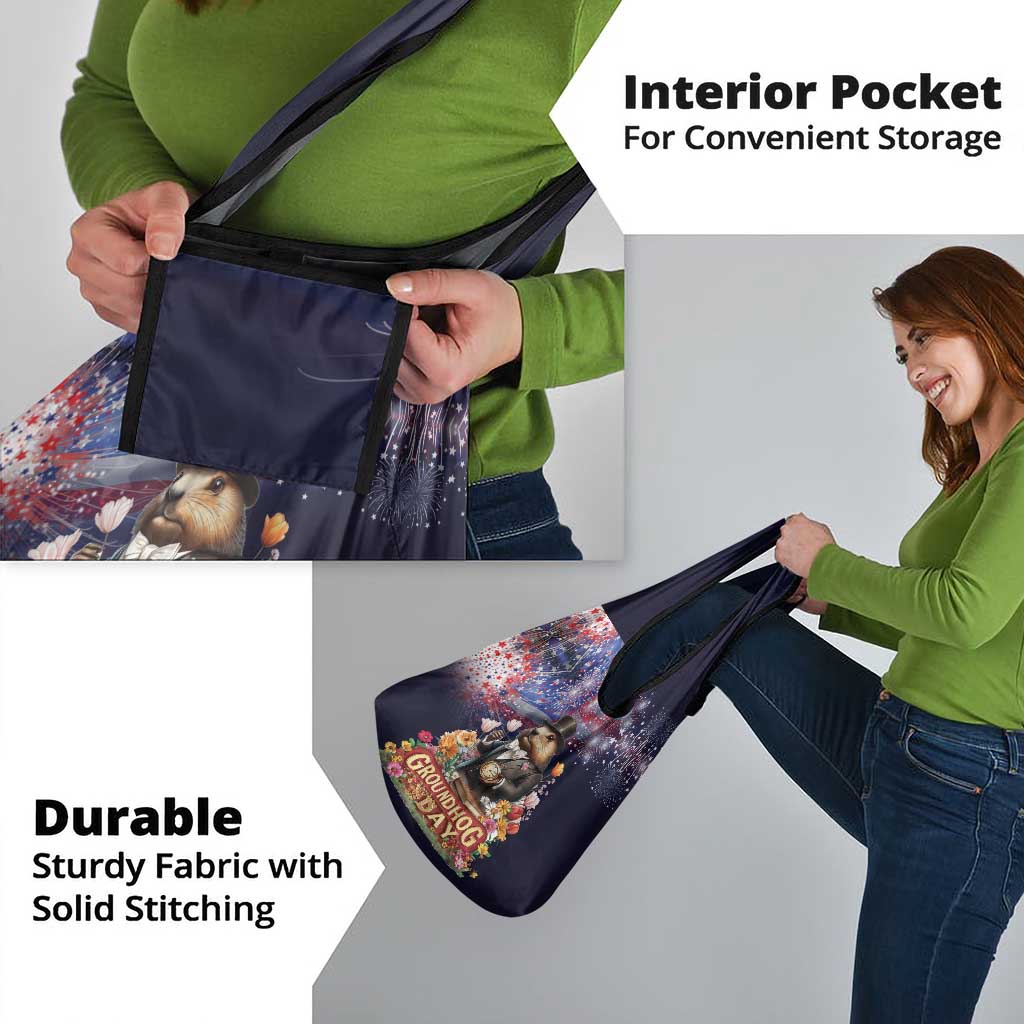 Groundhog Day Gentleman Grocery Bag Same Day Again - Wonder Print Shop