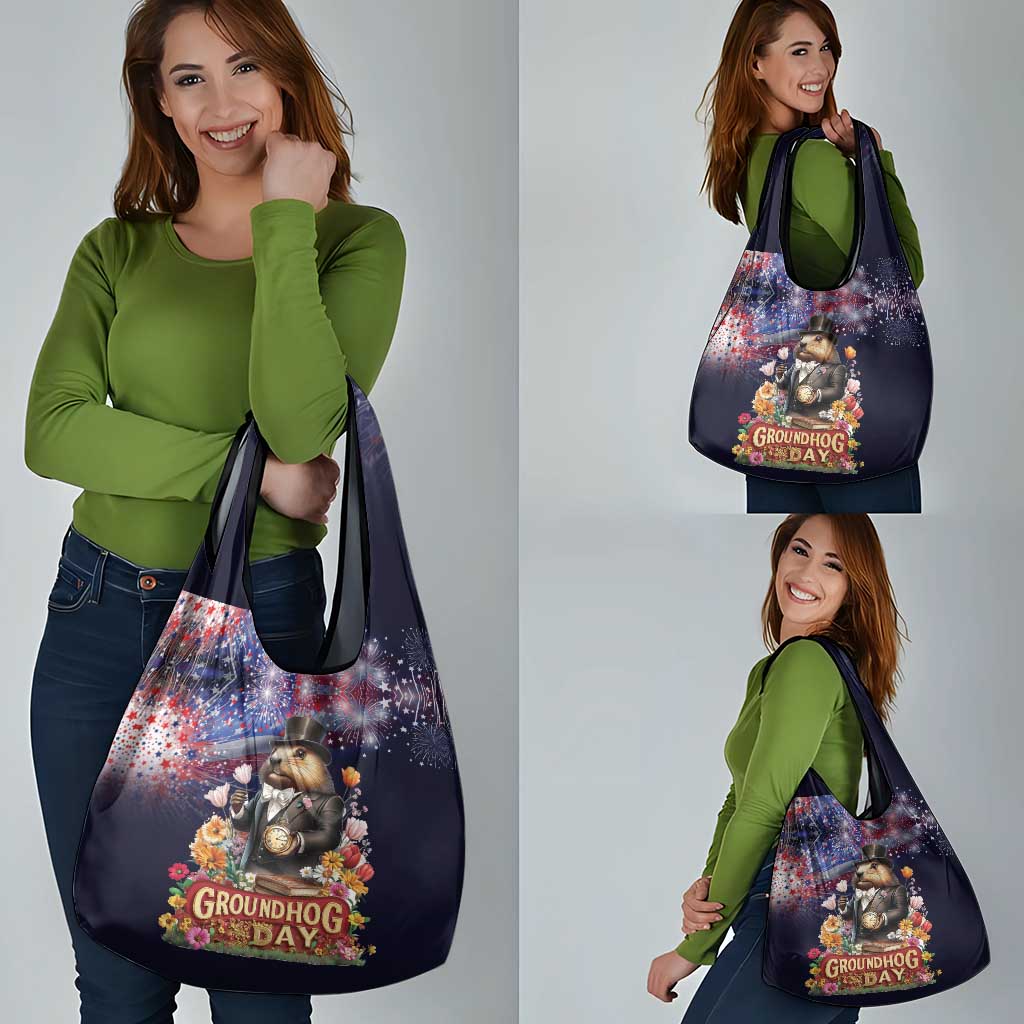 Groundhog Day Gentleman Grocery Bag Same Day Again - Wonder Print Shop