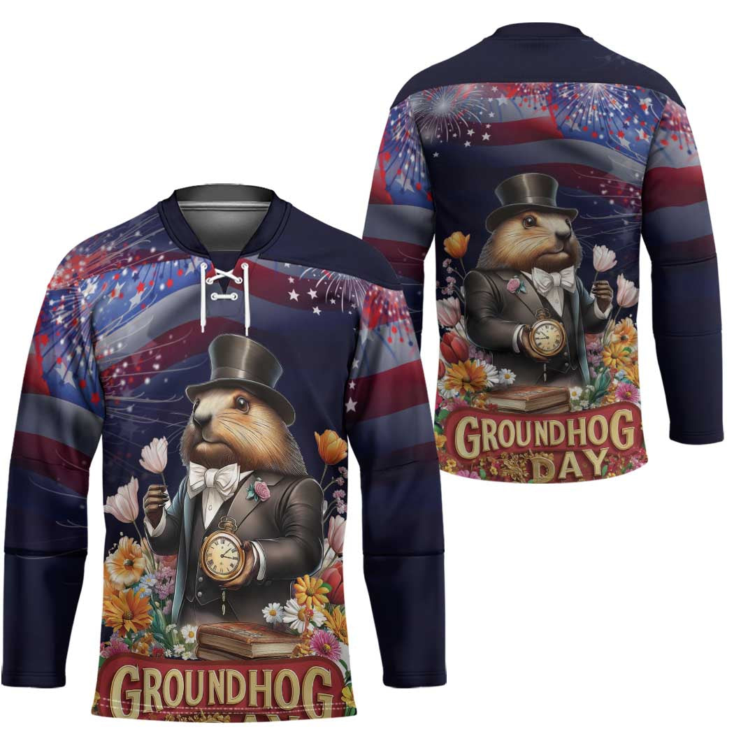 Groundhog Day Gentleman Hockey Jersey Same Day Again - Wonder Print Shop