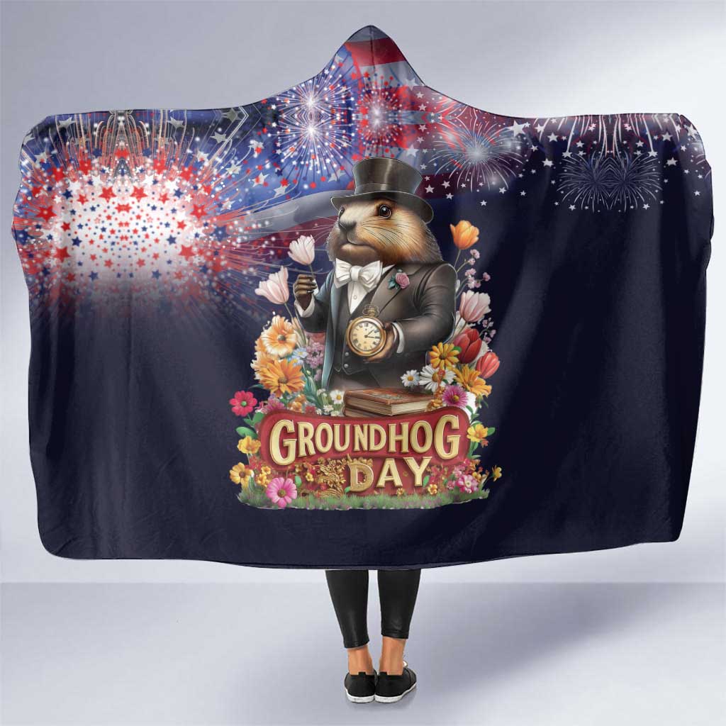 Groundhog Day Gentleman Hooded Blanket Same Day Again - Wonder Print Shop