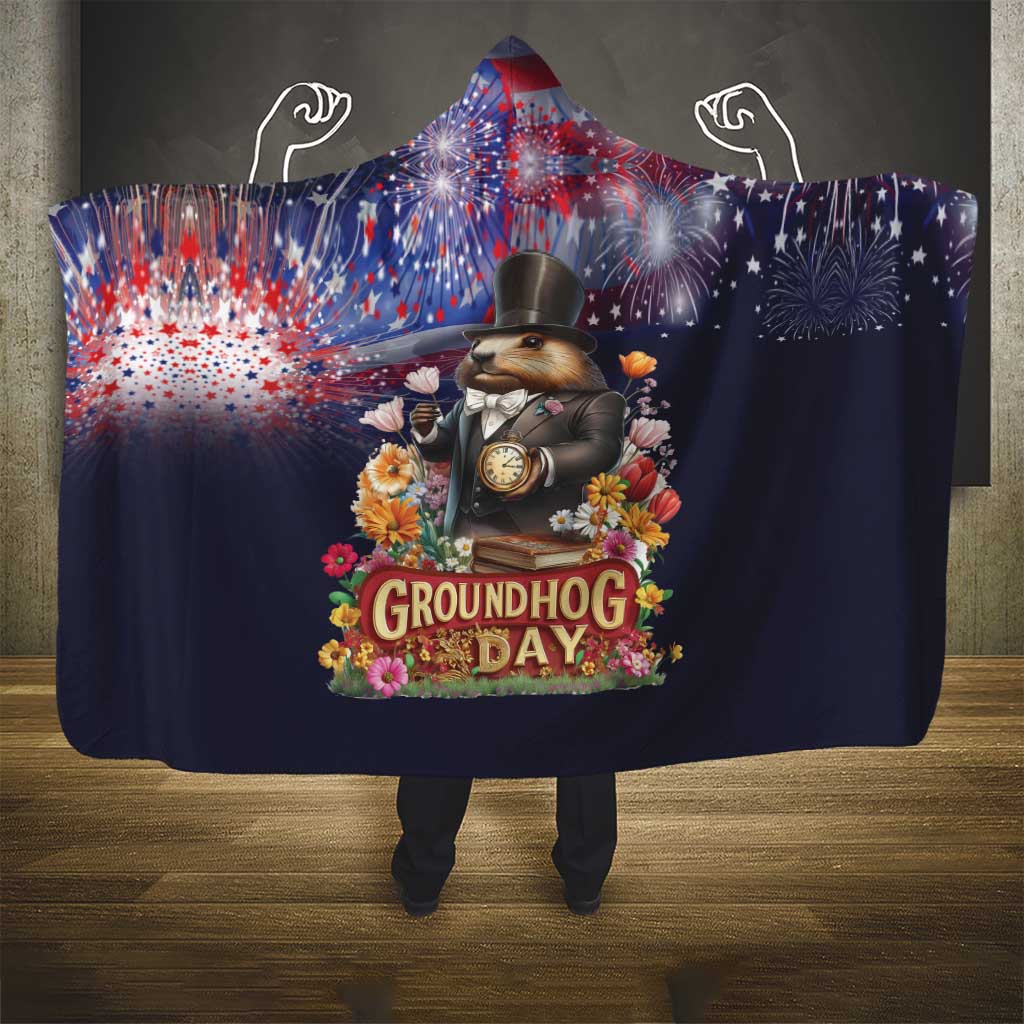 Groundhog Day Gentleman Hooded Blanket Same Day Again - Wonder Print Shop