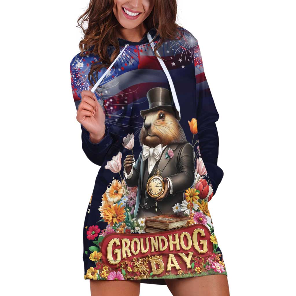 Groundhog Day Gentleman Hoodie Dress Same Day Again - Wonder Print Shop