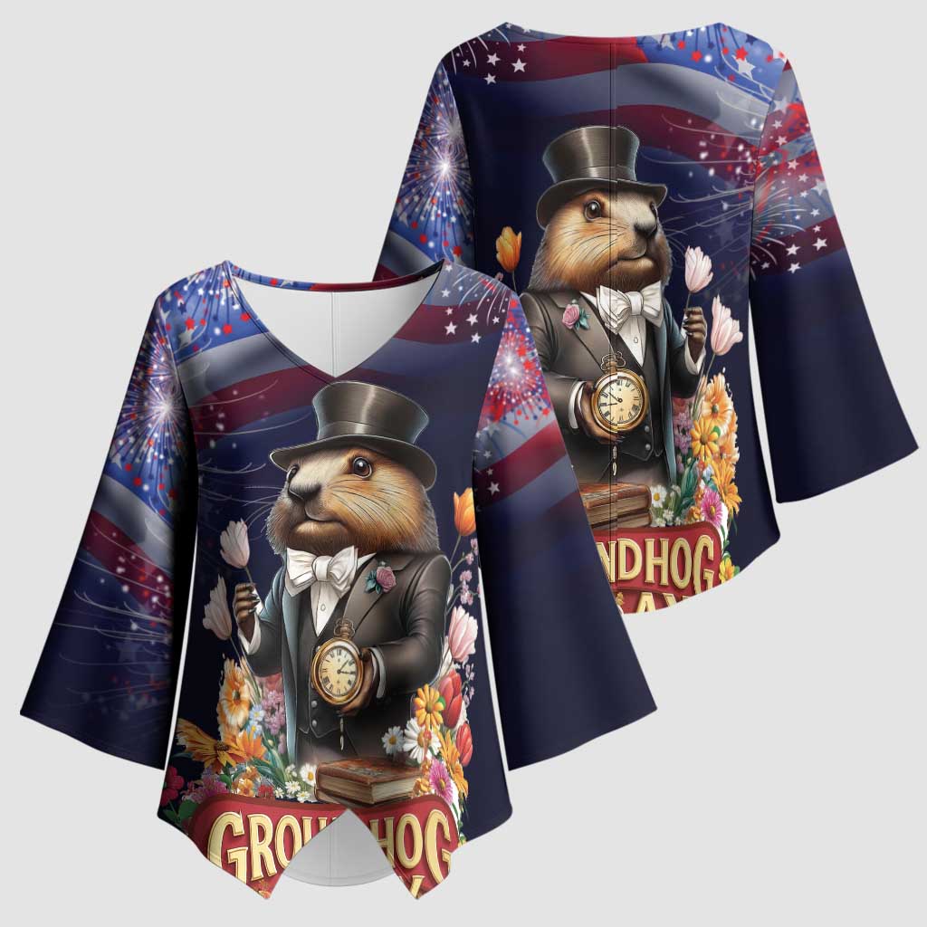 Groundhog Day Gentleman Kimono Sleeve Blouse Same Day Again - Wonder Print Shop