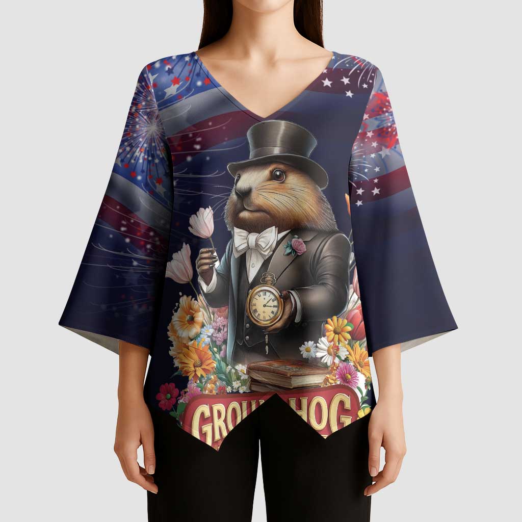 Groundhog Day Gentleman Kimono Sleeve Blouse Same Day Again - Wonder Print Shop