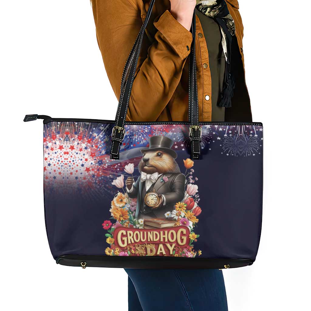 Groundhog Day Gentleman Leather Tote Bag Same Day Again - Wonder Print Shop