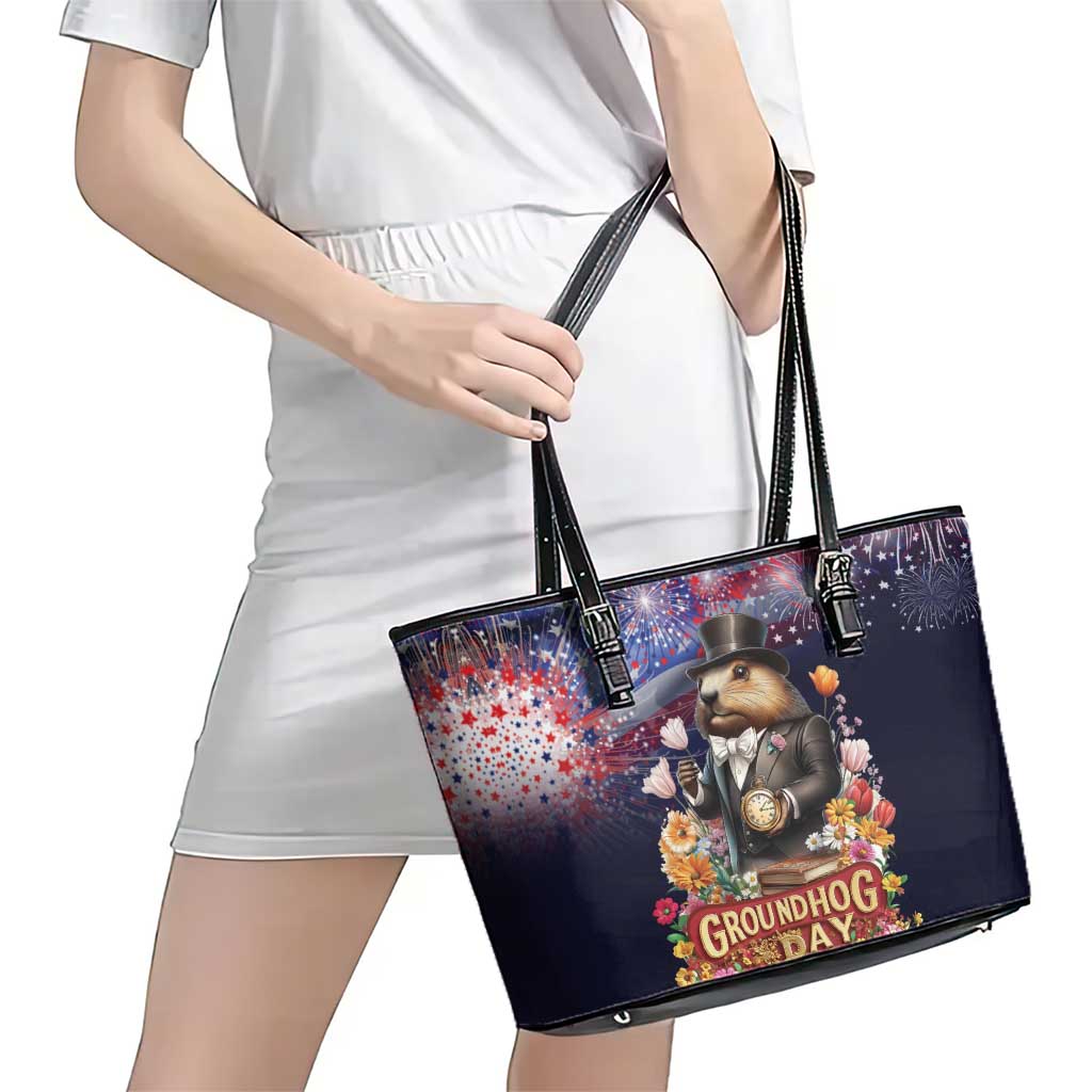 Groundhog Day Gentleman Leather Tote Bag Same Day Again - Wonder Print Shop