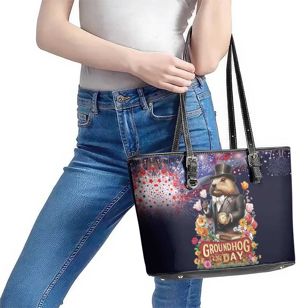 Groundhog Day Gentleman Leather Tote Bag Same Day Again - Wonder Print Shop