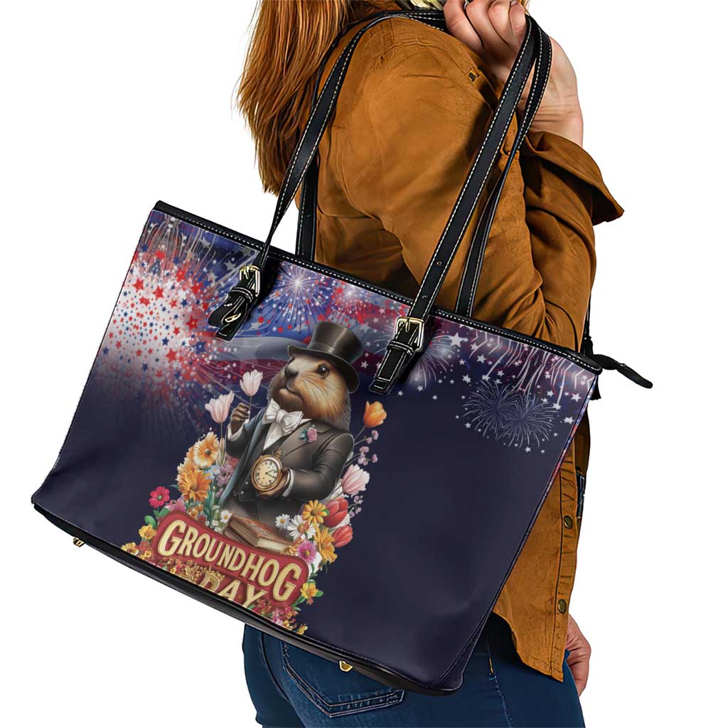 Groundhog Day Gentleman Leather Tote Bag Same Day Again - Wonder Print Shop