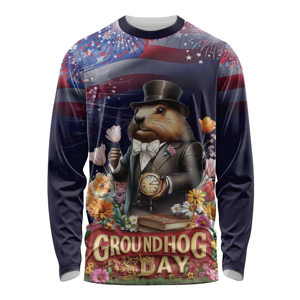 Groundhog Day Gentleman Long Sleeve Shirt Same Day Again - Wonder Print Shop