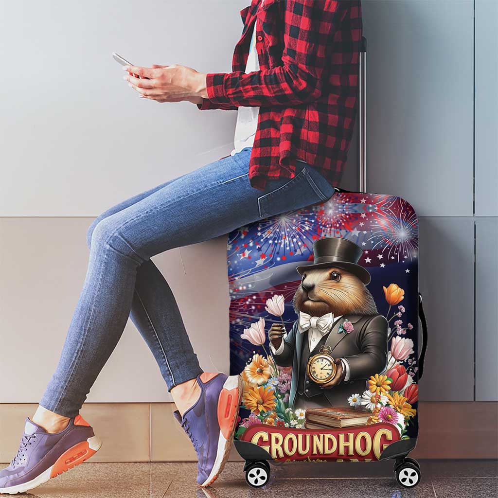 Groundhog Day Gentleman Luggage Cover Same Day Again - Wonder Print Shop