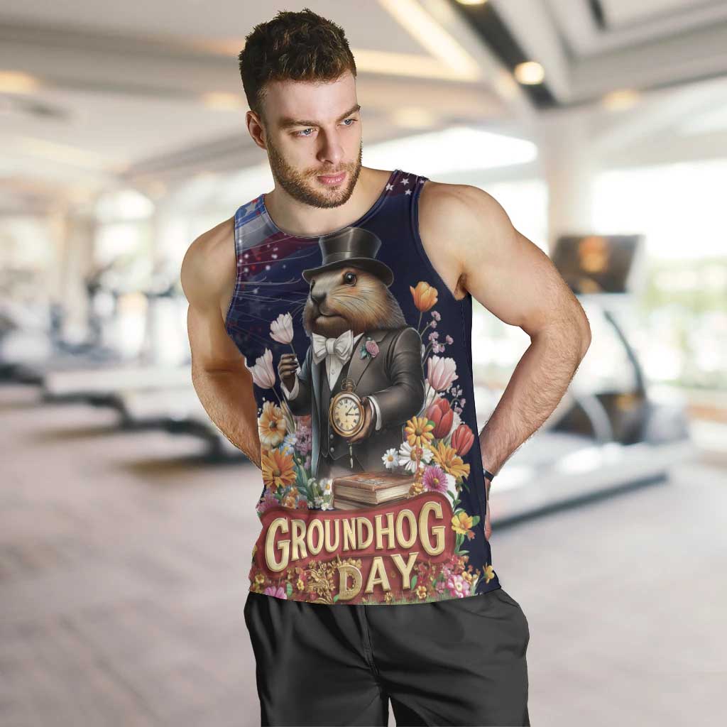 Groundhog Day Gentleman Men Tank Top Same Day Again - Wonder Print Shop