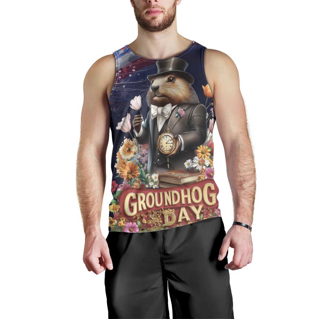 Groundhog Day Gentleman Men Tank Top Same Day Again - Wonder Print Shop