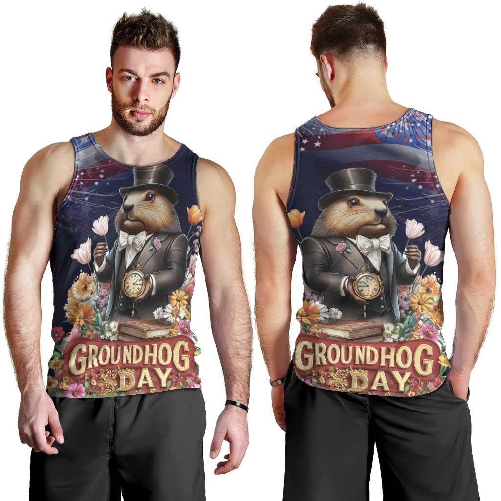Groundhog Day Gentleman Men Tank Top Same Day Again - Wonder Print Shop