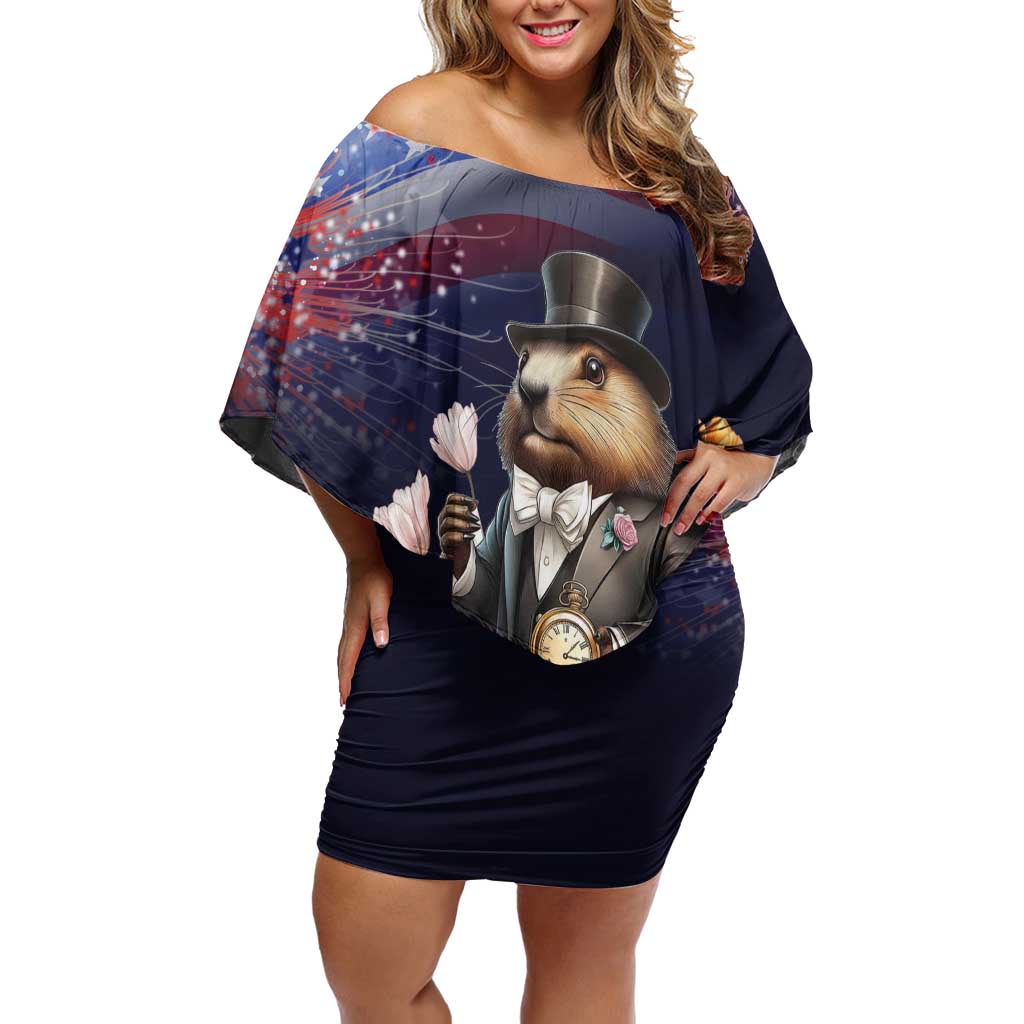Groundhog Day Gentleman Off Shoulder Short Dress Same Day Again - Wonder Print Shop