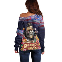 Groundhog Day Gentleman Off Shoulder Sweater Same Day Again - Wonder Print Shop