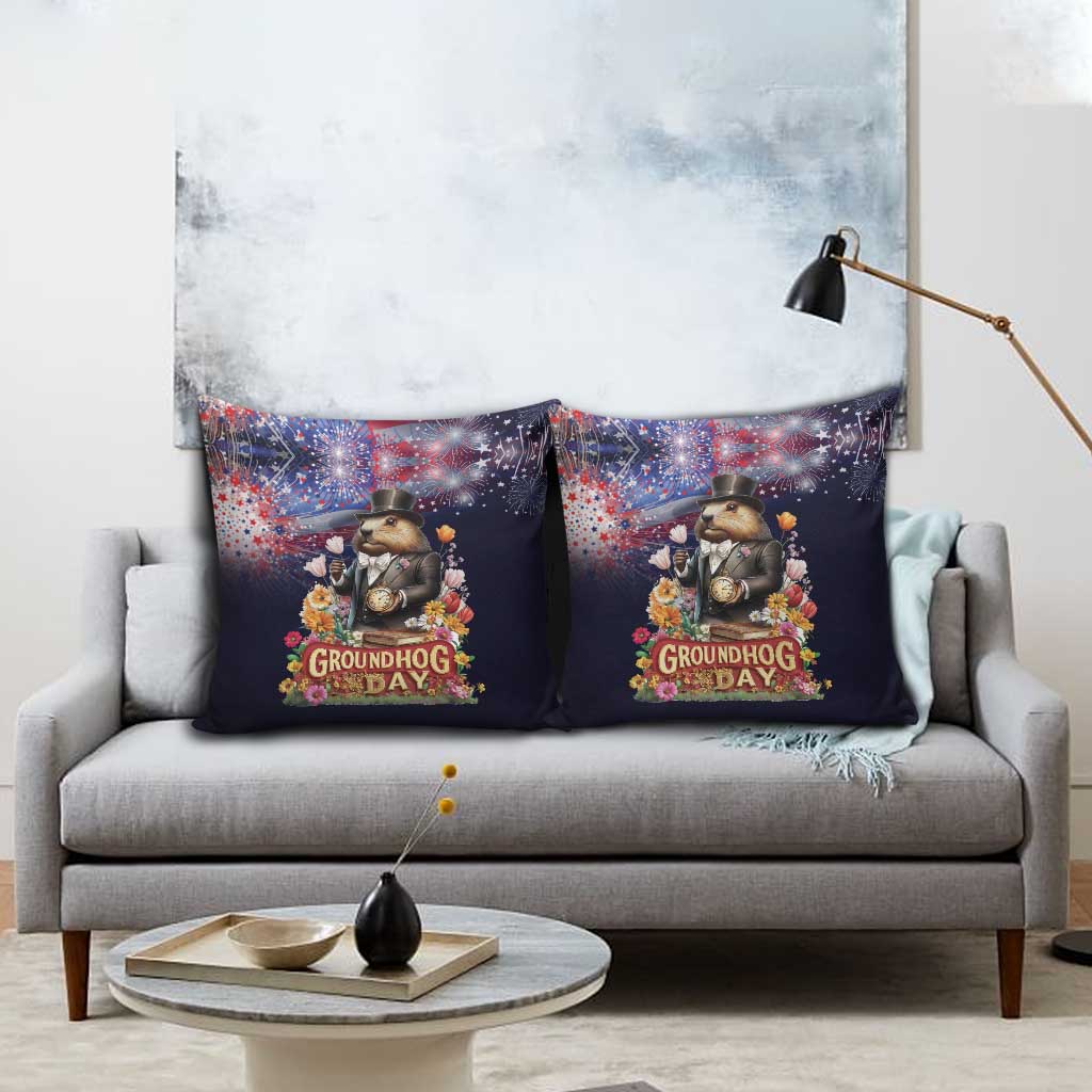 Groundhog Day Gentleman Pillow Cover Same Day Again - Wonder Print Shop