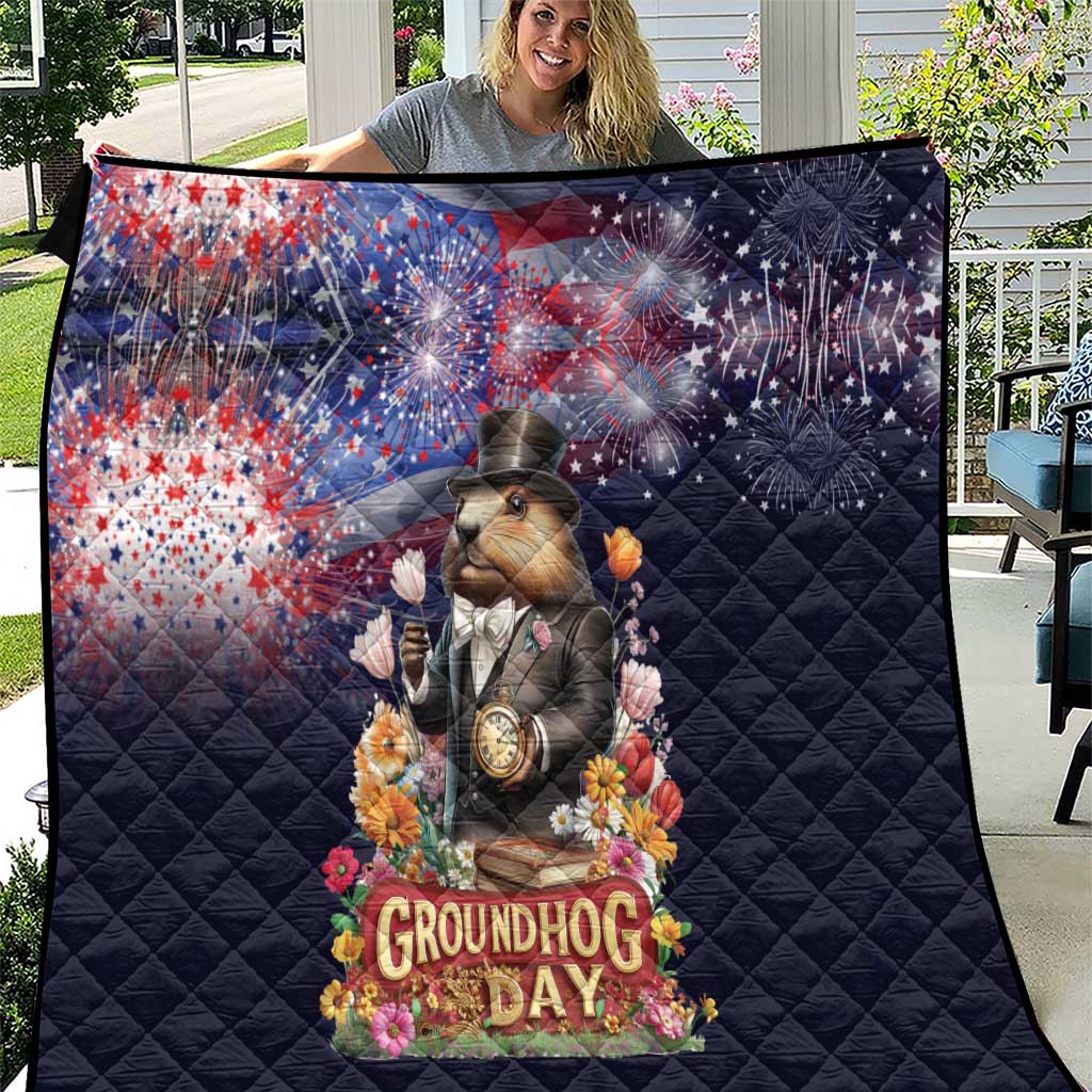 Groundhog Day Gentleman Quilt Same Day Again - Wonder Print Shop