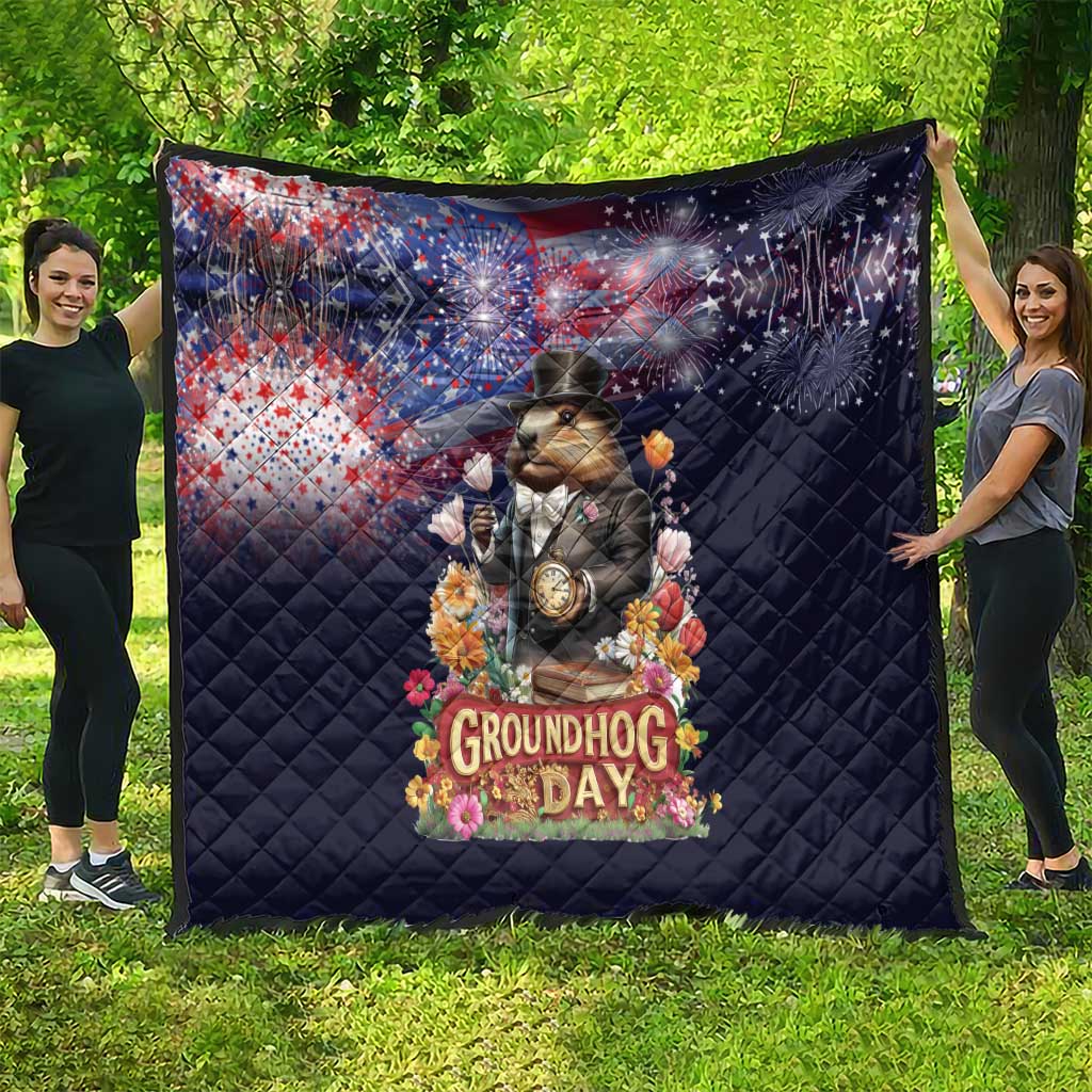 Groundhog Day Gentleman Quilt Same Day Again - Wonder Print Shop