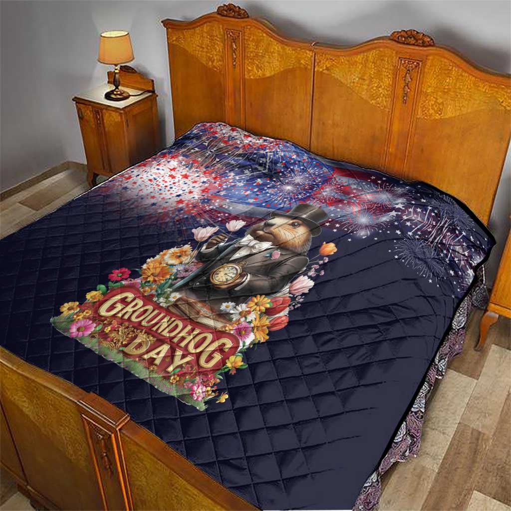 Groundhog Day Gentleman Quilt Same Day Again - Wonder Print Shop