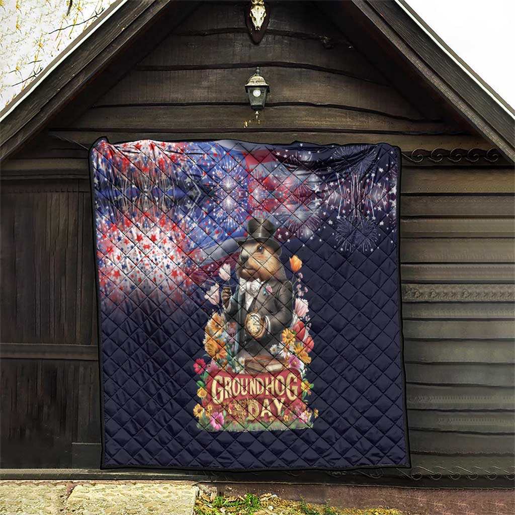 Groundhog Day Gentleman Quilt Same Day Again - Wonder Print Shop
