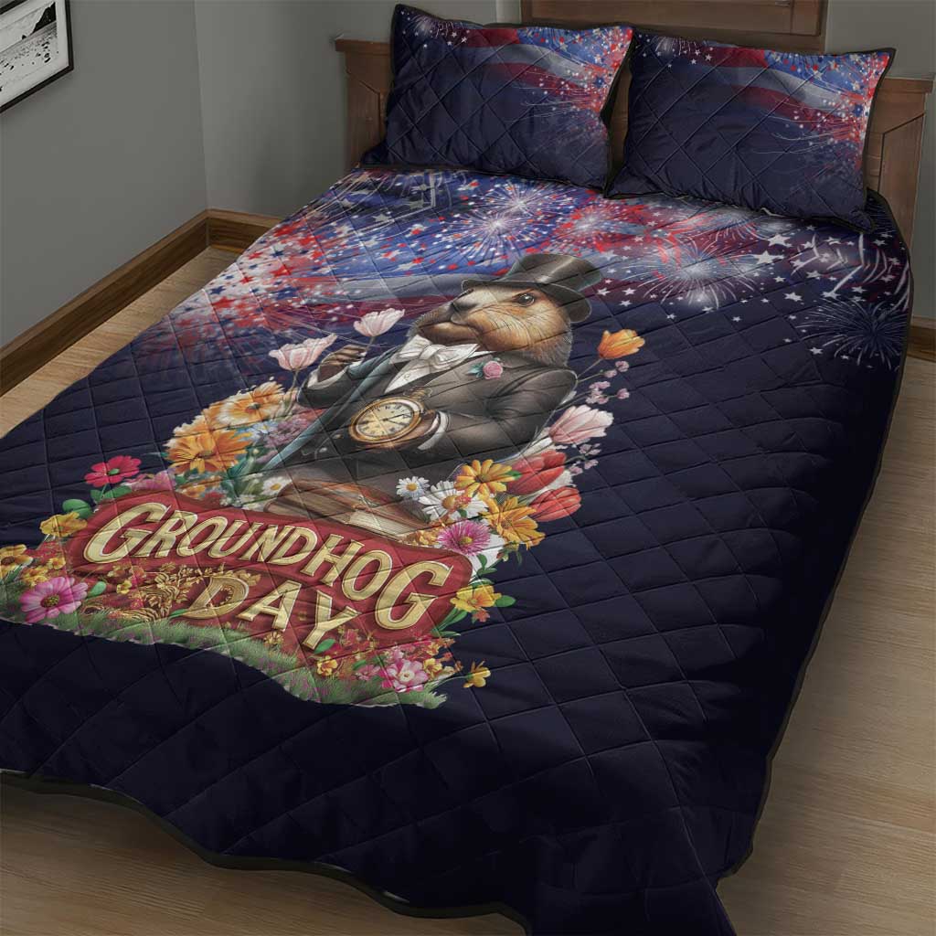 Groundhog Day Gentleman Quilt Bed Set Same Day Again - Wonder Print Shop