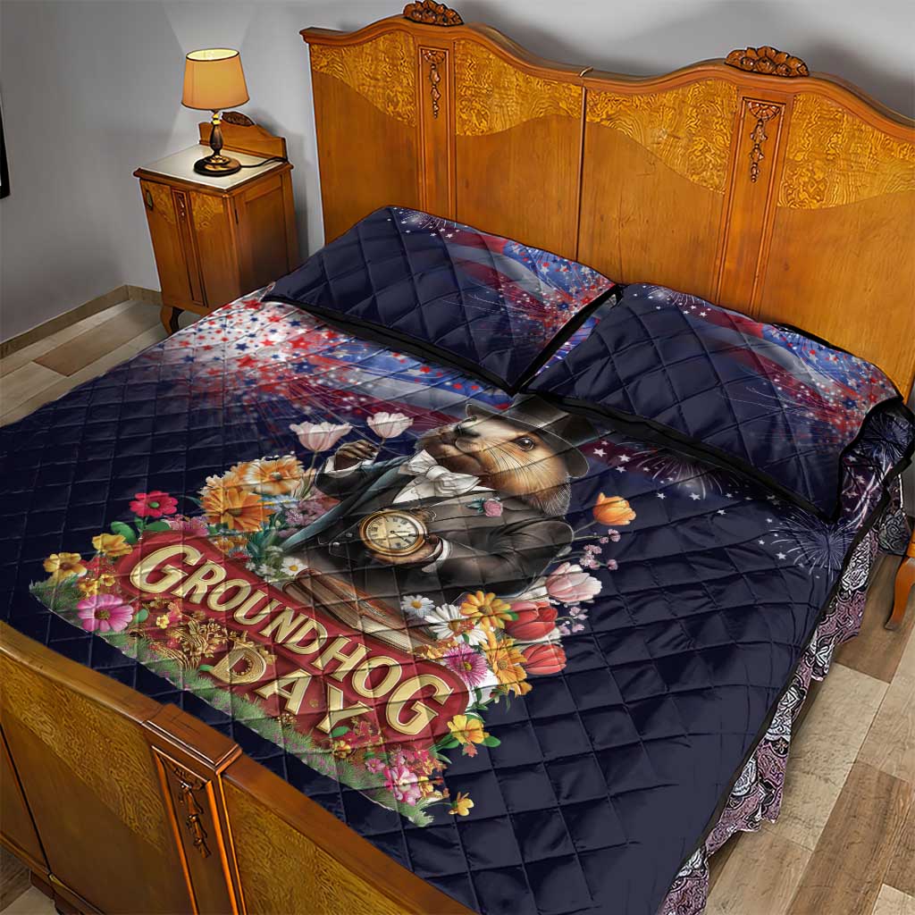 Groundhog Day Gentleman Quilt Bed Set Same Day Again - Wonder Print Shop