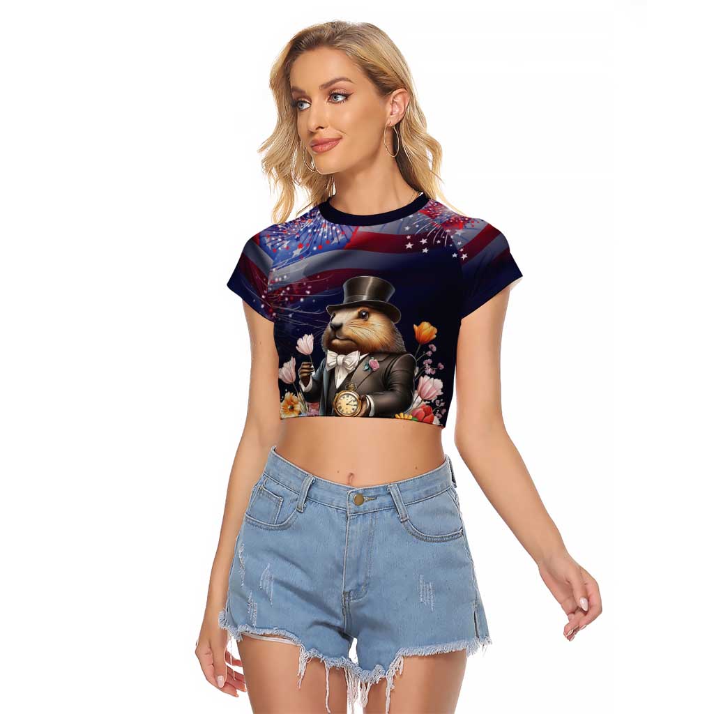 Groundhog Day Gentleman Raglan Cropped T Shirt Same Day Again - Wonder Print Shop