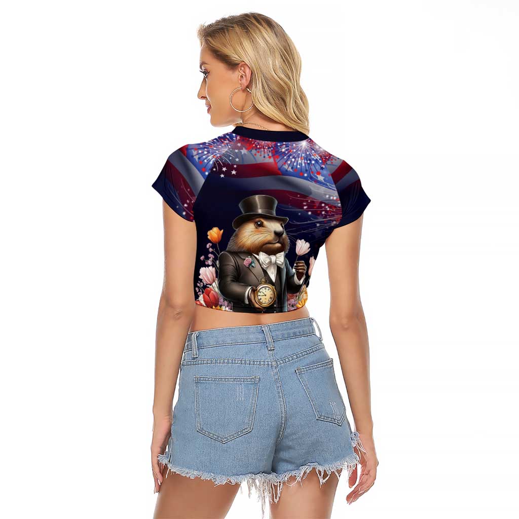 Groundhog Day Gentleman Raglan Cropped T Shirt Same Day Again - Wonder Print Shop