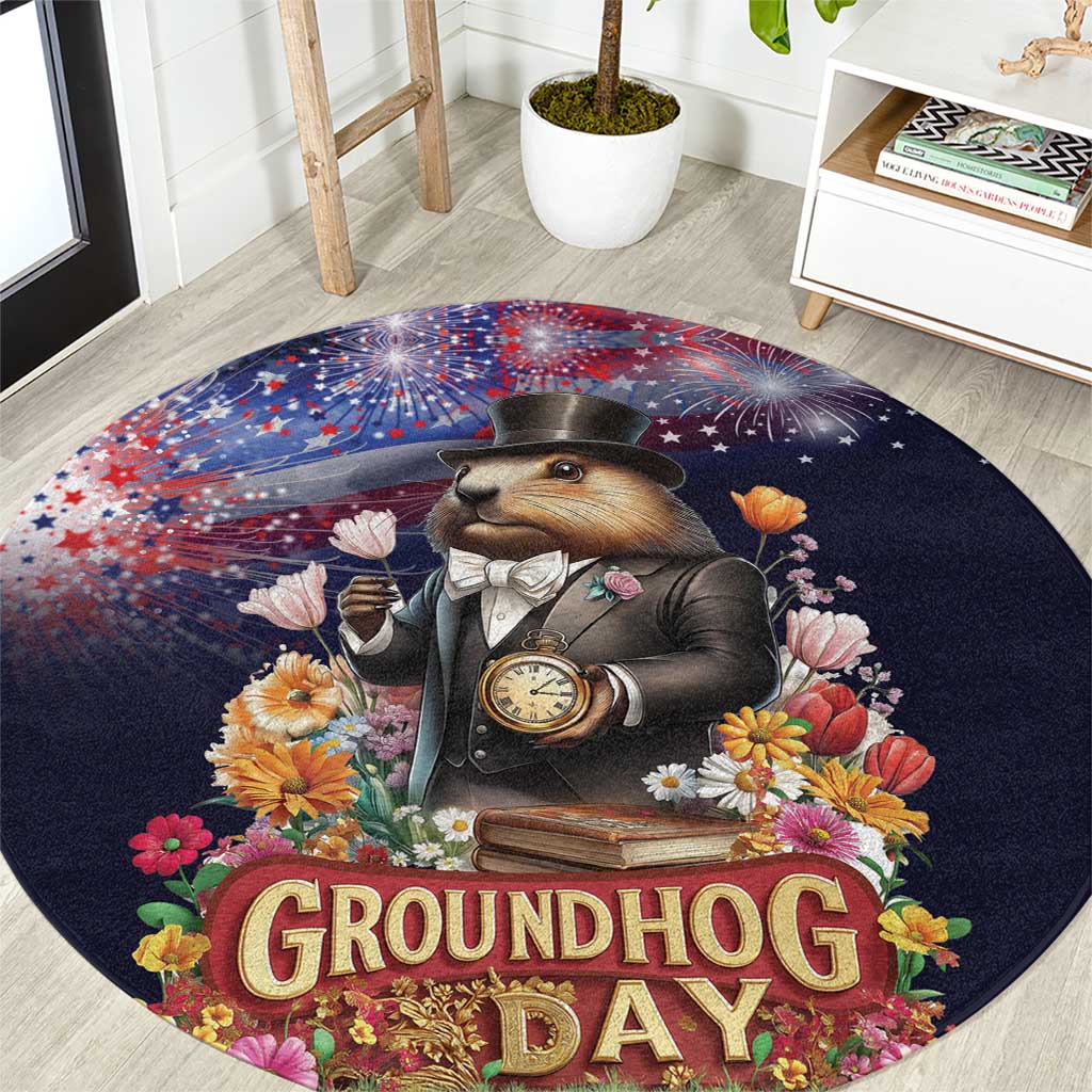 Groundhog Day Gentleman Round Carpet Same Day Again - Wonder Print Shop