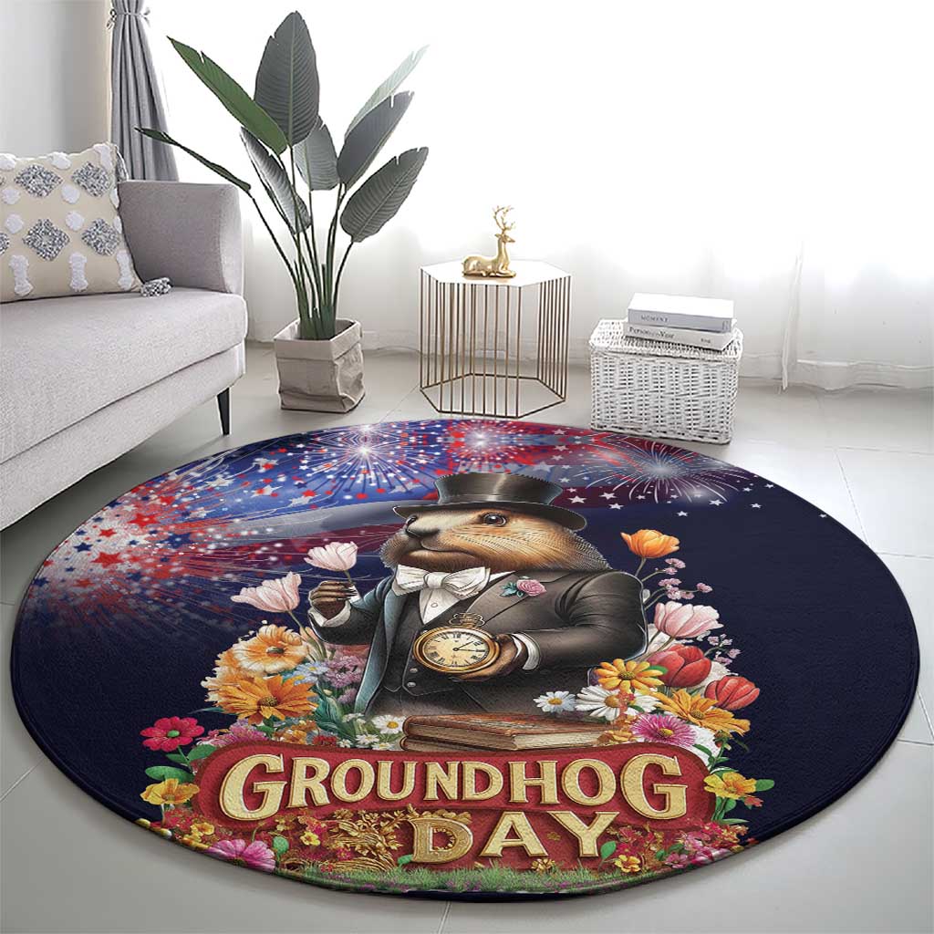 Groundhog Day Gentleman Round Carpet Same Day Again - Wonder Print Shop