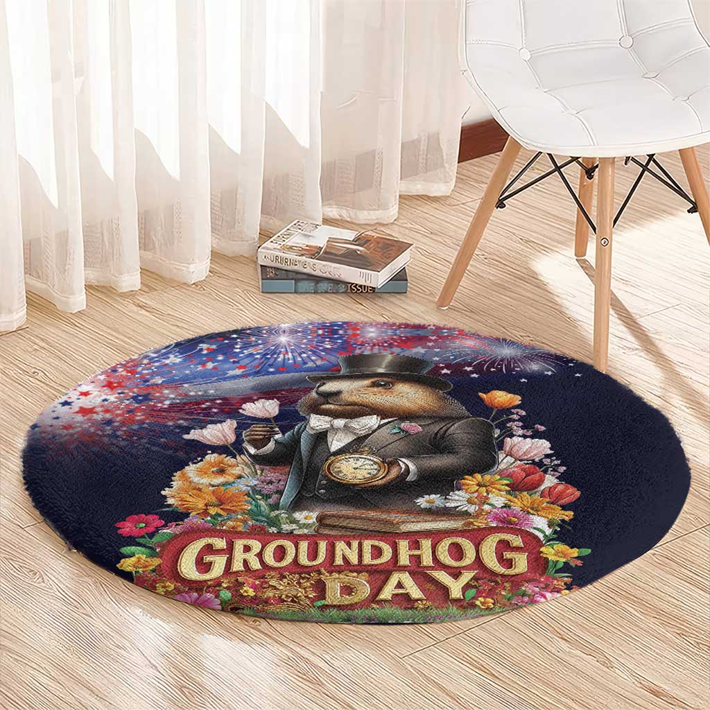 Groundhog Day Gentleman Round Carpet Same Day Again - Wonder Print Shop