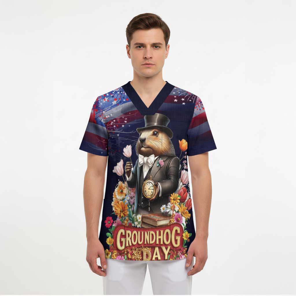 Groundhog Day Gentleman Scrub Top Same Day Again - Wonder Print Shop