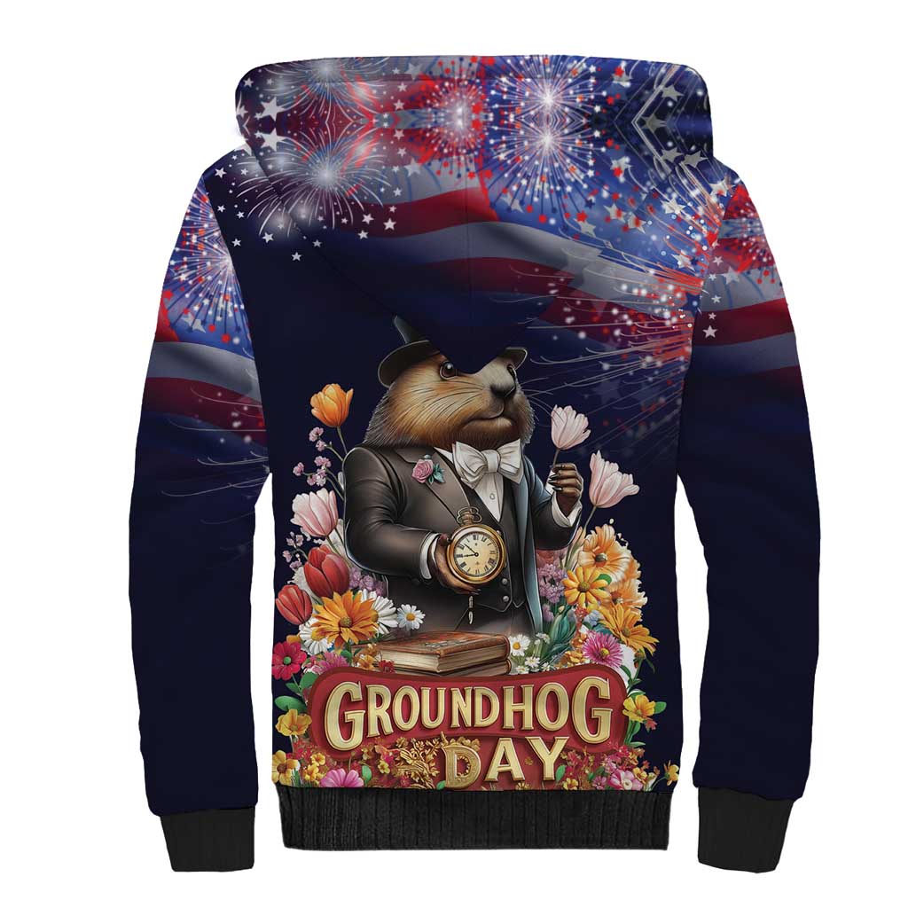 Groundhog Day Gentleman Sherpa Hoodie Same Day Again - Wonder Print Shop