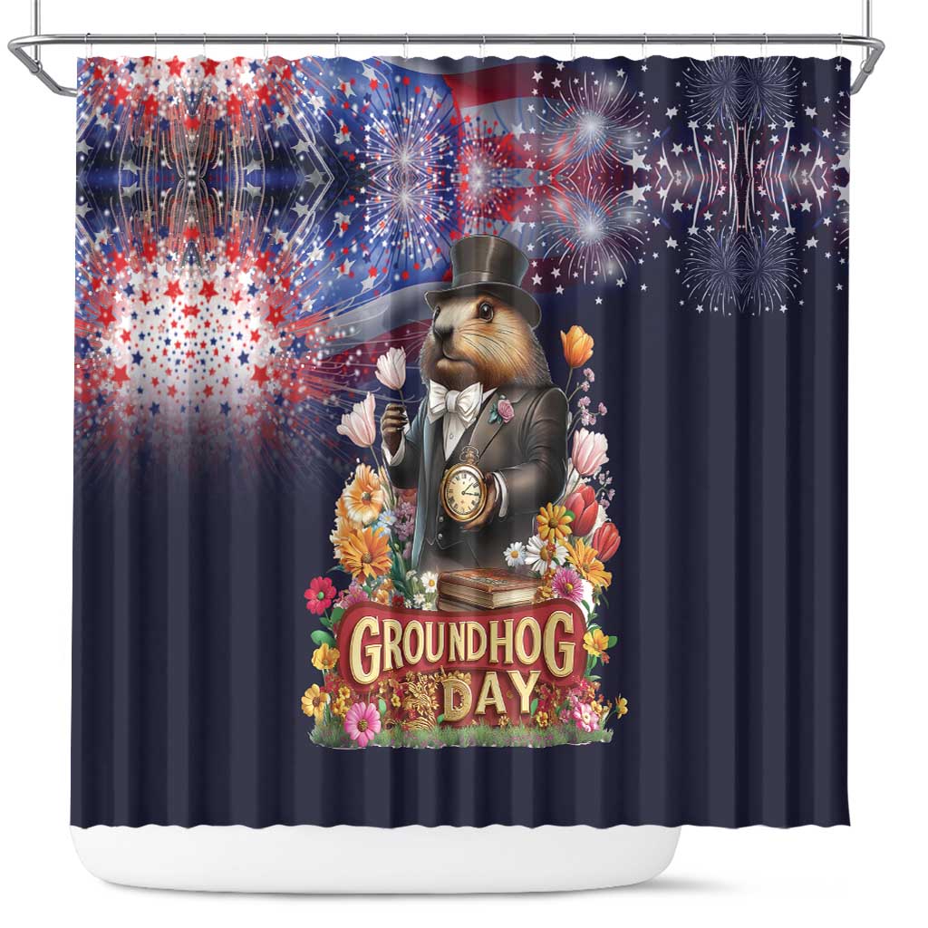 Groundhog Day Gentleman Shower Curtain Same Day Again - Wonder Print Shop
