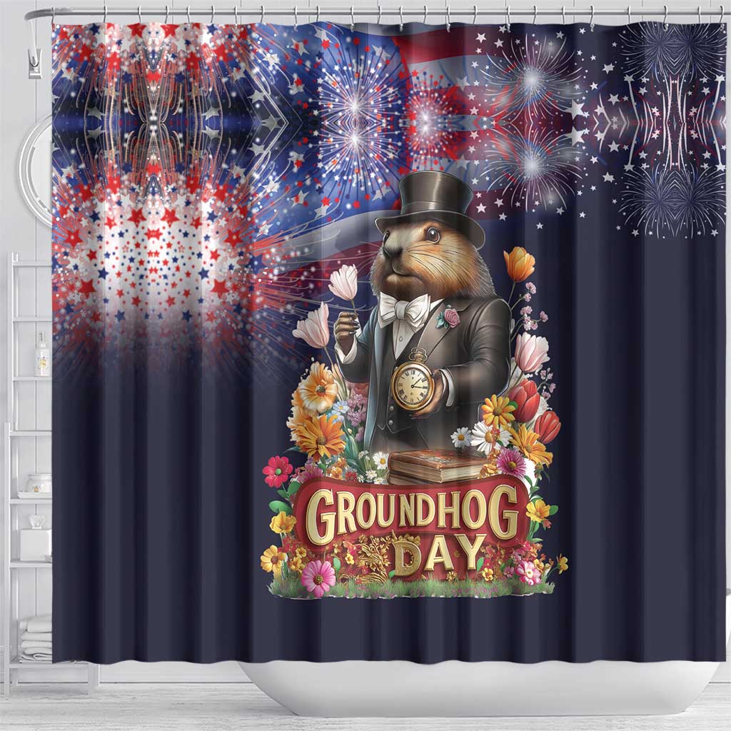 Groundhog Day Gentleman Shower Curtain Same Day Again - Wonder Print Shop