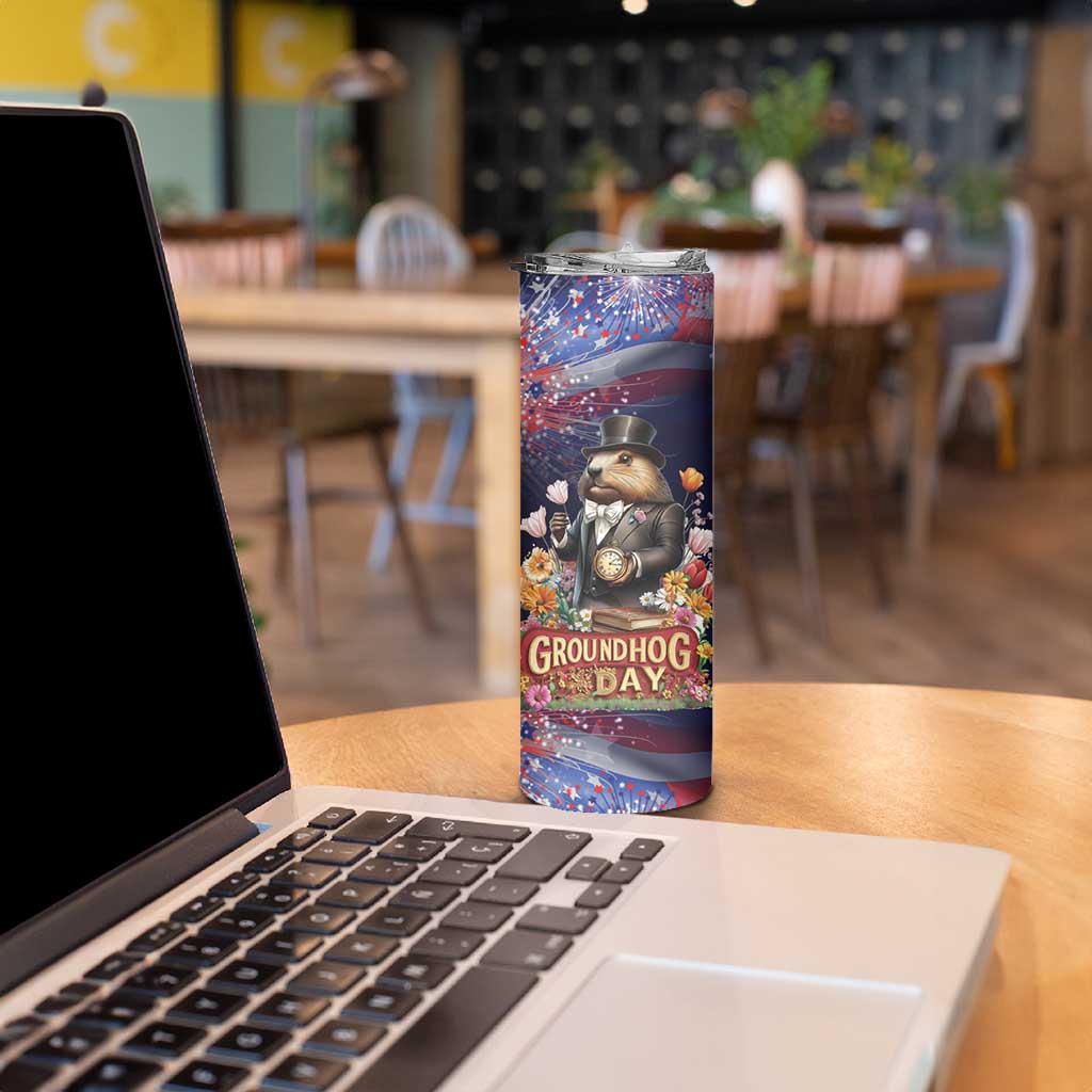 Groundhog Day Gentleman Skinny Tumbler Same Day Again - Wonder Print Shop