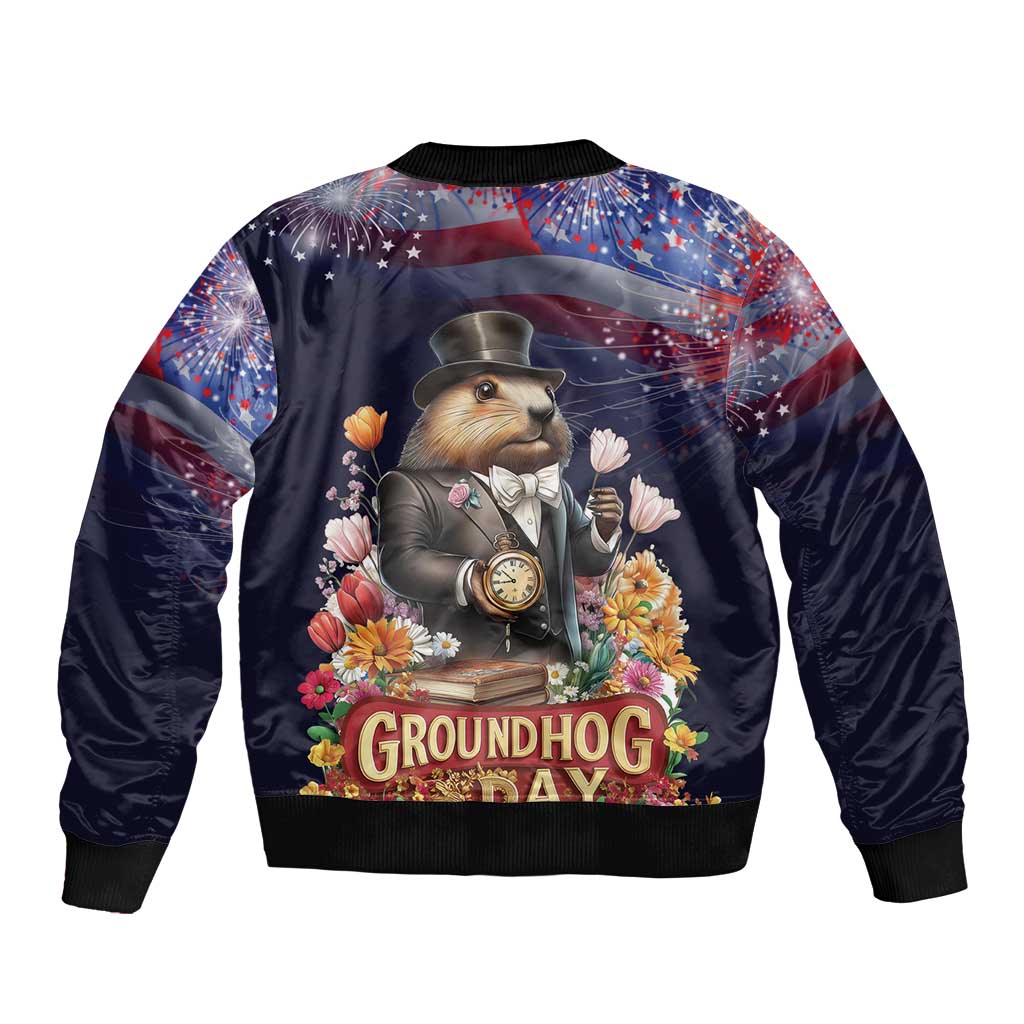 Groundhog Day Gentleman Sleeve Zip Bomber Jacket Same Day Again - Wonder Print Shop