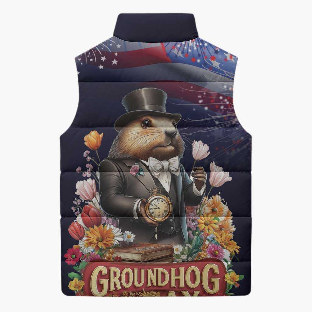 Groundhog Day Gentleman Sleeveless Puffer Jacket Same Day Again - Wonder Print Shop
